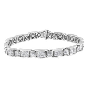 14K oro bianco 5.0 Ctt diamante taglio principessa 7 bracciale Tennis - Product Image 6