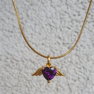 Collares con Colgante de Corazón de Arcoíris de Acero Inoxidable con Zirconia en Forma de Ala para Mujer, Gran Venta - Product Image 3