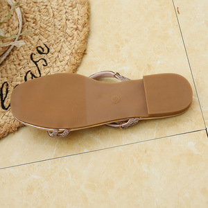 2026 summer new square toe rhinestone chunky clear heel slip on fashion slide sandals for women - Product Image 4