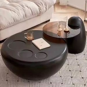 Zayshine nordique moderne verre crémeux FRP Base cadre verre comptoir <span class=keywords><strong>Table</strong></span> basse cercle blanc salon meubles ensemble théière - Product Image 4