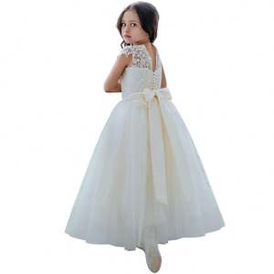 Vestido de Niña con Flores Blancas, Elegante Vestido de Encaje Bordado para Niñas, Diseño de Princesa para Boda, Primera Comunión - Product Image 1