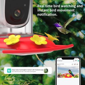 Mangeoire à colibris AI avec caméra intelligente solaire WiFi étanche de 5 millions de pixels, modèle PT010105RD pour oiseaux en vol - Product Image 3