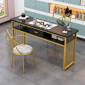 Table à ongles moderne en MDF, style célébrité internet, simple et économique, pour salon de manucure, luxe léger, simple ou double place - Product Image 4