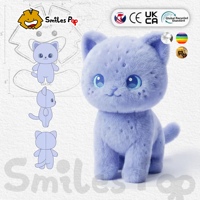 Boneka Kucing Lavender Cantik Bermotif Bintik Mata Besar, Mainan Plush, Bersertifikat CE UKCA EN71, Bahan Daur Ulang, Hadiah Boneka Isi Dakron Khusus