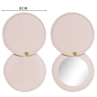 Miroir cosmétique rond portable à la mode pour femmes poche en cuir PU Mini Compact avec fonction rotative pour l'éducation