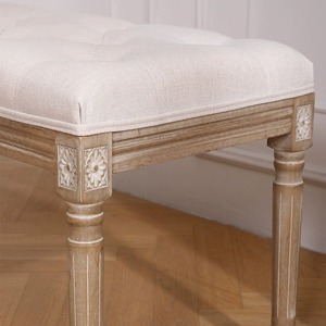 Tabouret en tissu avec capitonnage boutonné et pieds en bois, ajoute du caractère à votre salon <span class=keywords><strong>ou</strong></span> votre chambre - Product Image 4