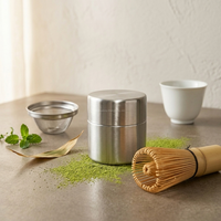 Boîte cylindrique mate en acier inoxydable pour matcha, thé en poudre, sucre, emballage alimentaire, poudre sèche, vente en gros