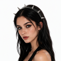 Serre-tête en plastique noir clouté style punk gothique, fait main, accessoire de mode tendance pour fêtes, vente en gros, costumes audacieux