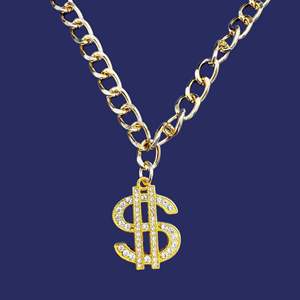 Collier pour animaux de compagnie style cubain, accessoires de bijouterie, chaîne en or avec pendentif dollar serti de diamants - Product Image 5