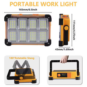 Hot sale solar rechargeable <b>light</b>-emitting diode work <b>light</b> 10000mm portable flood <b>light</b> IP66 waterproof - Product Image 4