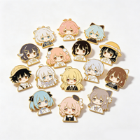Badge personnalisé en émail souple, design animal imprimé en relief, en métal plaqué or poli et pailleté, souvenir d'anime