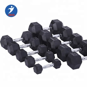 Haltères hexagonaux noirs revêtus d'un revêtement, équipement de gym, kettlebells, <span class=keywords><strong>acheter</strong></span> des haltères - Product Image 5