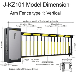 Kz101 6M Hợp kim nhôm Boom Barrier Gate Heavy-duty 200W LED Strip cánh tay ánh sáng tự động bãi đậu xe kiểm soát truy cập xe - Product Image 2