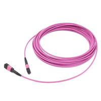 MPO kabel MTP 12 Core 24 Core wanita, kabel Patch bagasi serat optik OM3 OM4 Multimode 3.0mm 2.0mm tipe LSZH