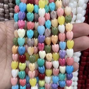 Perles intercalaires en poudre de coquillage pressée 8*10mm, motif tulipe orchidée, pour accessoires de bracelet et collier DIY, produit transfrontalier très vendu - Product Image 2