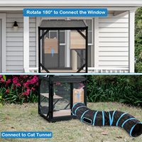 Enclos extérieur pour chat à 4 niveaux de 70,9 po de hauteur avec sol amovible, griffoir, boule en sisal, base à 4 roues, imperméable, toutes saisons