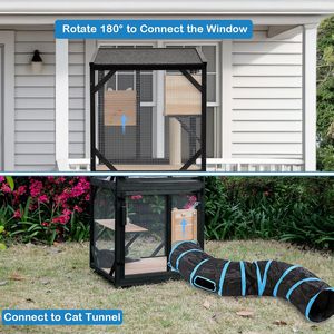 Enclos extérieur pour chat à 4 niveaux <span class=keywords><strong>de</strong></span> 70,9 po <span class=keywords><strong>de</strong></span> hauteur avec sol amovible, griffoir, <span class=keywords><strong>boule</strong></span> <span class=keywords><strong>en</strong></span> sisal et base à 4 roues, étanche - Product Image 3