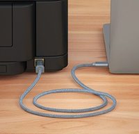 Kabel Printer USB B ke USB C, kabel Printer USB B ke USB C 1.5m tipe B ke kabel Tipe C untuk PC, kabel USB C MIDI untuk pengontrol DJ, Keyboard kepang nilon abu-abu