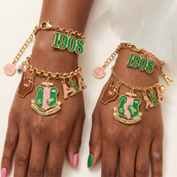 Bracelet en métal émaillé personnalisé, taille sur mesure, cadeau pour étudiante, sesterce, haute qualité, tendance, commande en petite quantité, vente en gros, bracelet à lettres grecques