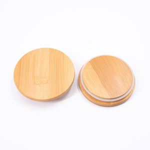 Couvre-bocaux en bambou réutilisables à visser, finition bois naturel, forme ronde, lot de quatre - Product Image 4