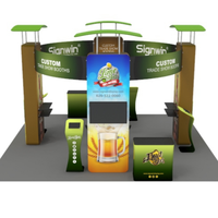 Stand de Exhibición Portátil Ligero de 10x10 pies con Tela Tensada, Instalación sin Herramientas para Ferias Comerciales