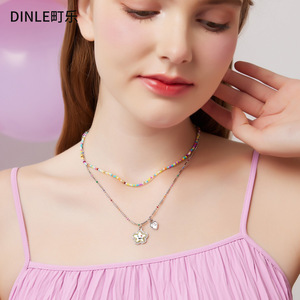 Collar de cuentas coloridas Dinle, gargantilla con colgante de corona para mujer, joyería de fiesta, estilo ligero de lujo para primavera - Product Image 3