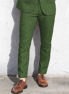 Trajes De Lino verde <span class=keywords><strong>para</strong></span> hombre, esmoquin De <span class=keywords><strong>boda</strong></span>, conjuntos De chaqueta De moda De negocios, conjuntos De chaqueta hechos a medida De dos piezas (chaqueta + pantalones), Conjuntos De Chaqueta - Product Image 3