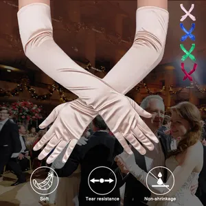 Wholesale Womens Girls Custom White Green Black Purple Event Dance Long Matte Satin Wedding Opera Length Hand Glove