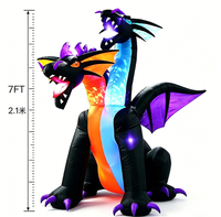 Dragon gonflable à deux têtes avec ailes, griffes et crocs pour Halloween, fête à thème, accessoire photo, décoration, modèle d'exposition