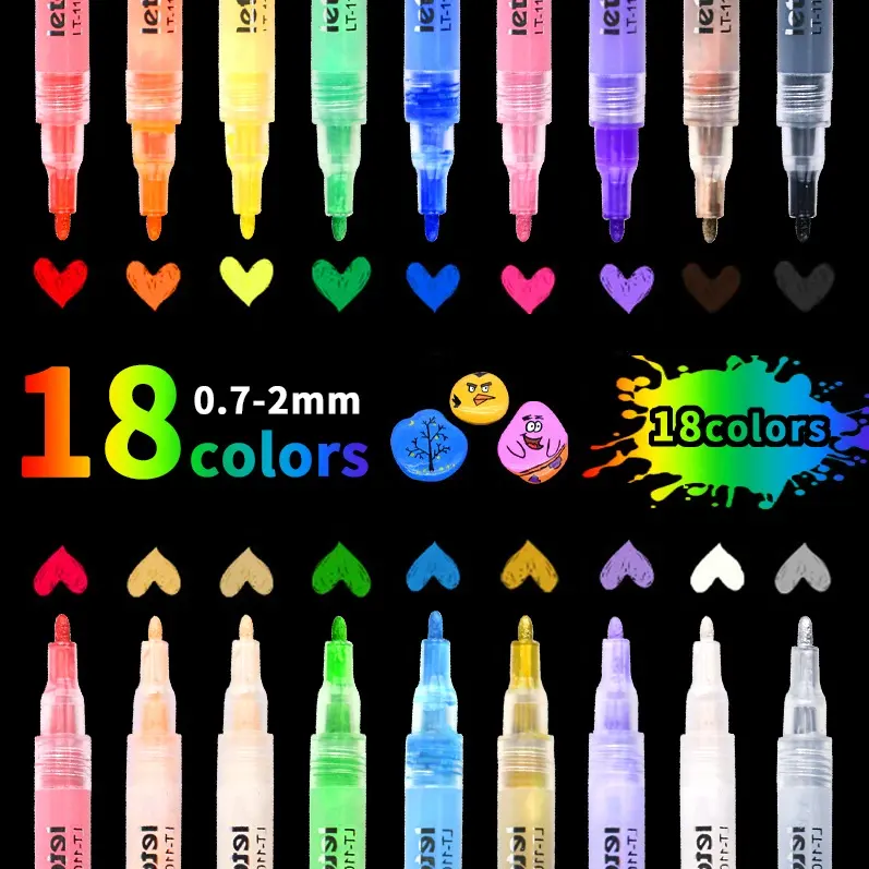 Leto Permanente Diy Craft Water Marker Pen Heldere Kleur Permanente Acryl Verf Marker Pen Tekening Brush Pen Schilderen