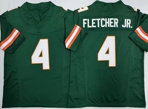Heren Miami College Football Shirts 4 Mark Fletcher Jr 10 Malachi Toney Alle gestikte universiteitsvoetbalshirts 3 kleuren - Product Image 4