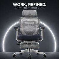 Chaise de bureau ergonomique AOR à dossier haut en maille avec repose-pieds gris, mousse à mémoire de forme, base en alliage d'aluminium robuste, pour le gaming, vente en gros usine