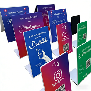 Soporte de Mesa Acrílico NFC Personalizable con Pantalla Táctil a Color y Código QR para Reseñas de <span class=keywords><strong>Google</strong></span>, Menús de Restaurantes y Seguimiento en Redes Sociales - Product Image 1