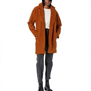 Chaqueta Blazer Larga de Forro Polar para Mujer, Nuevo Estilo, con un Solo Botón, Cortavientos, Otoño-Invierno, Casual, Cuello Vuelto, Bordes Deshilachados y Agujeros - Product Image 3