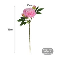 Perlengkapan Fotografi Pernikahan Bunga Peony Tiga Kepala Berlapis Buatan Tiruan untuk Pameran, Model LX0982 Semi-manual