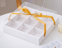 Boîte d'emballage transparente à 9 compartiments avec couvercle et poignée pour muffins, cupcakes, pâtisseries et produits de boulangerie