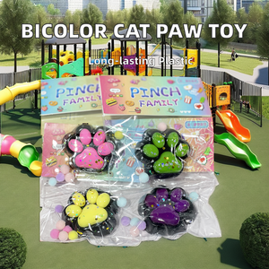 Promotion Jouets Mochi en Silicone Bicolore Kawaii, Jouets Sensoriels Anti-Stress Silencieux, Jouets à Presser Squishy Patte de Chat en Plastique - Product Image 2
