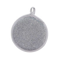 Éponge à récurer métallique ronde double face durable avec boucle de suspension pour le nettoyage des casseroles, poêles, vaisselle et éviers de cuisine