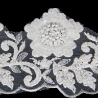 Dentelle de mariage YUGU YG-4833 de qualité supérieure, broderie florale, paillettes, 100% polyester, largeur 9 cm