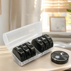 Organizzatore Portatile per Pillole 7 Giorni, Scatola Rotonda Nera in PP con Scomparti, Confezione Ecologica per Medicinali, Uso Settimanale - Product Image 4