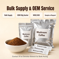 Café aux champignons Demeter en poudre instantanée, mélange 5-en-1 et 12-en-1 avec extrait de Reishi, Chaga, Crinière de lion et Cordyceps, support OEM
