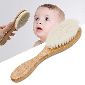 100%天然良質ブナ材と山羊毛ブラシ、ベビー用本物のウールブラシ、頭皮マッサージ器 - Product Image 6