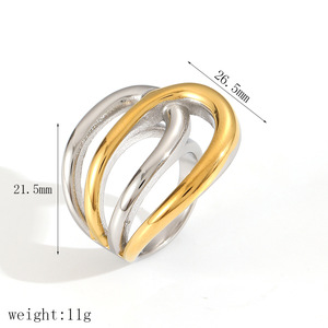 Geometric Hollow <b>Titanium</b> Steel <b>Ring</b> For Women Gold Silver Stainless Steel Fashion Elegant Jewelry Gift - Product Image 5
