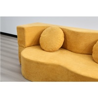 Canapé-lit Chesterfield moderne et portable, orange, rembourré en tissu avec rembourrage en mousse, dossier confortable, extensible, pour salon