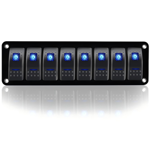 8 gang nhôm rocker chuyển đổi bảng điều chỉnh 12-24V IP65 20A nhanh chóng kết nối chuyển đổi Dash <span class=keywords><strong>5</strong></span> pin on/off cho ô tô xe Marine thuyền RV - Product Image 1