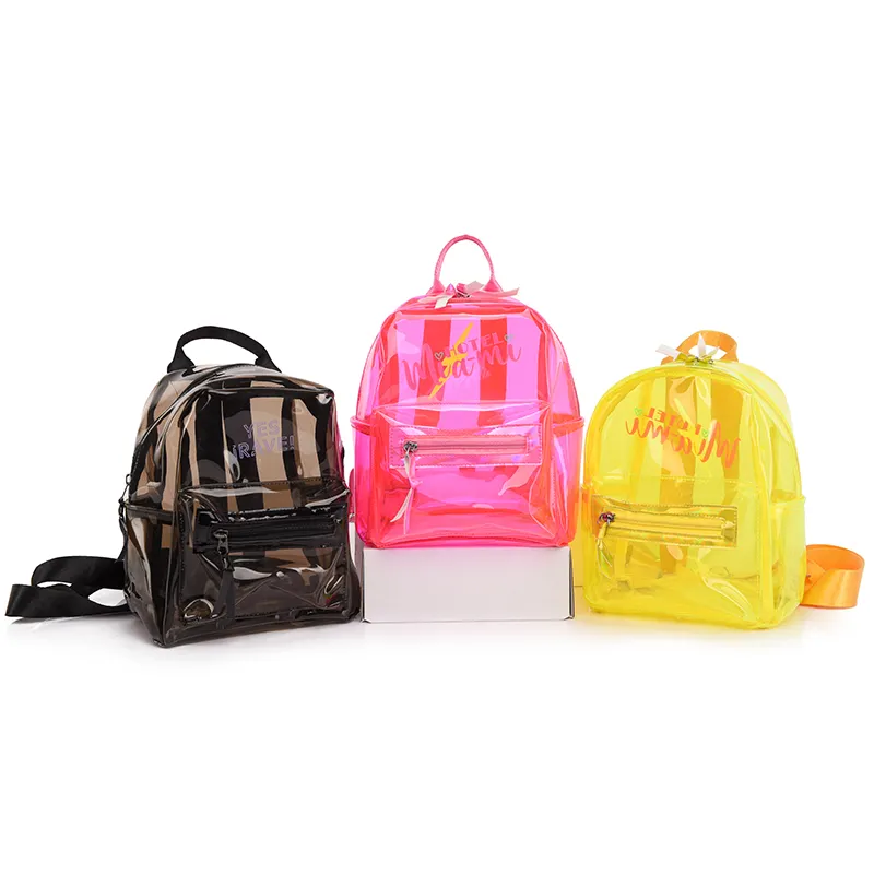 Children Vinyl Small Mini Coating Transparent Clear PVC Backpack For Women