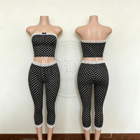 Nouvel Arrivage Ensemble 2 Pièces Femme : Haut Tube Rayé Décontracté et Capri, avec Bandeau Personnalisé, Tenue de Sport et de Détente