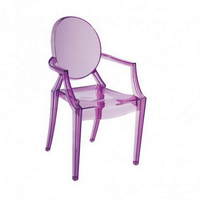 Vente en gros de chaise acrylique fantôme en résine transparente, chaise fantôme en cristal pour dressing, restaurant, hôtel, chaise de salle à manger en cristal pour mariage