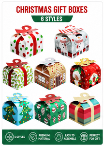 Custom Polka Dot <b>Christmas</b> Paper Gift <b>Box</b> with Ribbon Bow Handle Curve Foldable Small Candy Packaging for Holiday Wholesale - Product Image 6