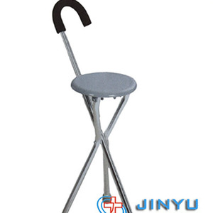 Portable Walking Stick <b>Stool</b> For Seniors Lightweight Foldable Aluminum Alloy With Seat And Foam Grip - Product Image 2